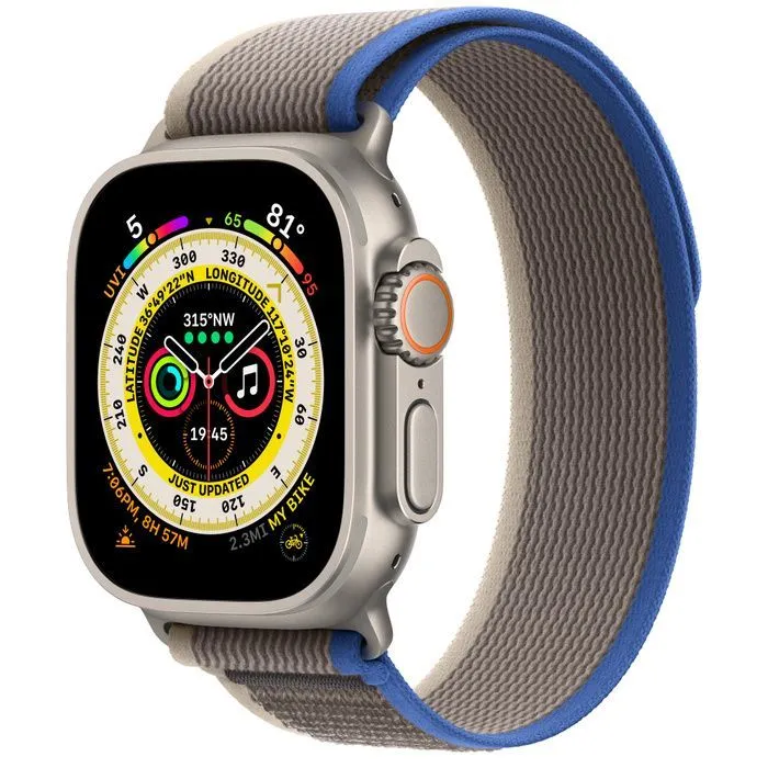 Watch Ultra Titanium Case with Blue/Gray Trail Loop