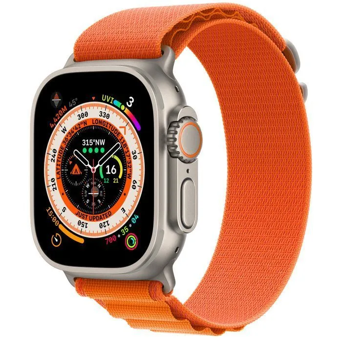 Watch Ultra Titanium Case with Orange Alpine Loop