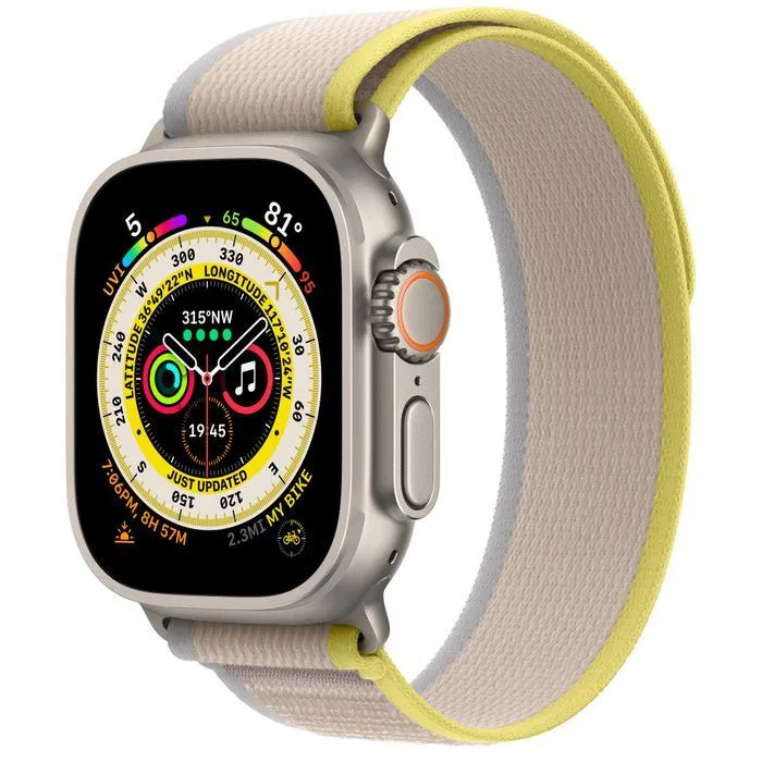 Watch Ultra Titanium Case with Yellow/Beige Trail Loop